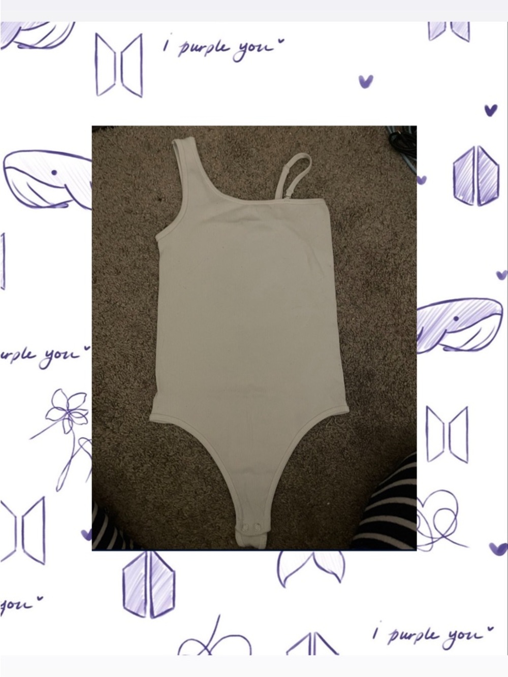 Women’s Asymmetric Strap White One-Piece Bodysuit